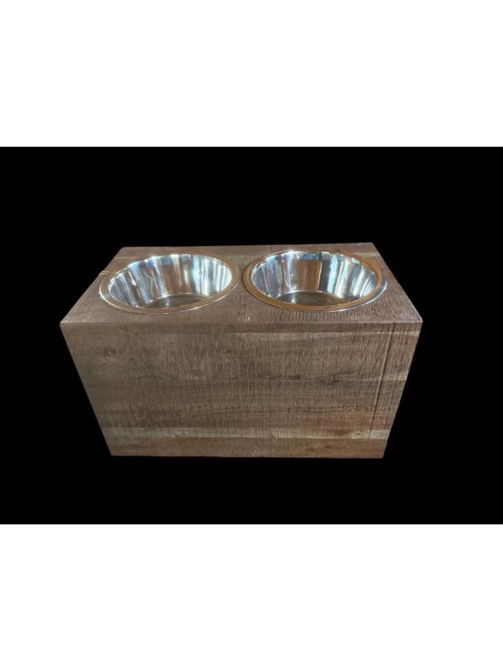 Handcrafted Wooden Dog Bowl Stand with Removable Stainless-Steel Bowls New